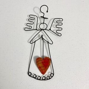 VTG Metal Angel Primitive Farmhouse Rustic Home Decor Christmas Tree Ornament 9"